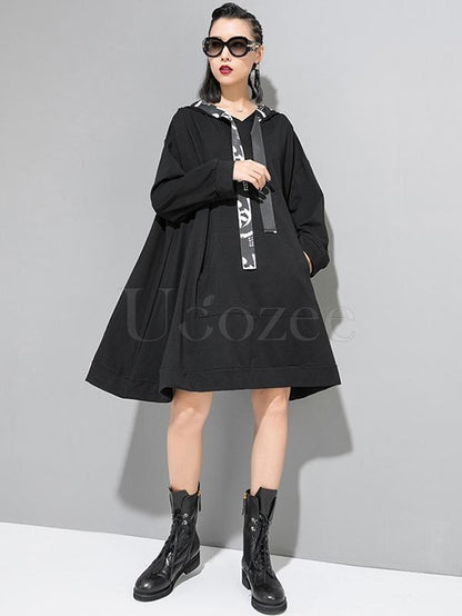 Casual Split-joint Hoodie Goth Sweatshirt Dress