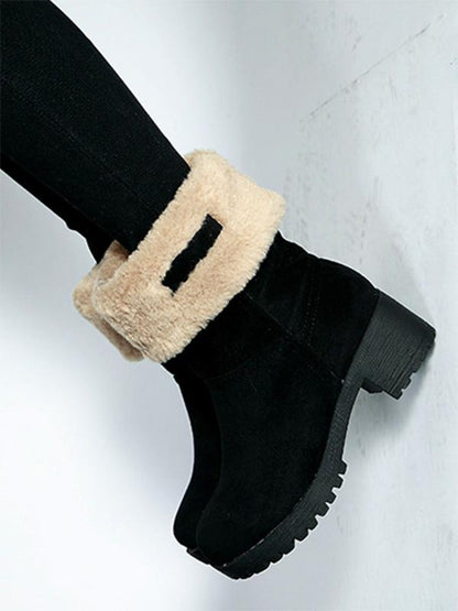 Solid Mid Heels Short Snow Boots