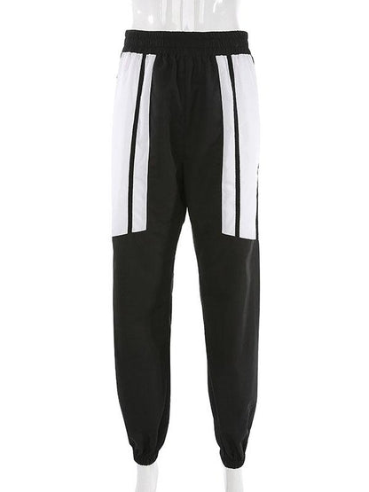Fashion Color-Block Haren Pants Sports Suits