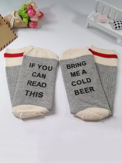 Soft Letter-Printed Medium Sock