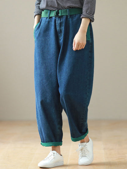Simple Empire Waisted Wide Leg Harem Jean Pants