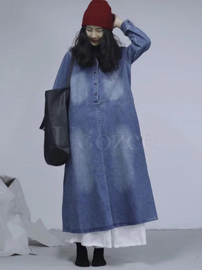 Casual Retro Jean Long Dress