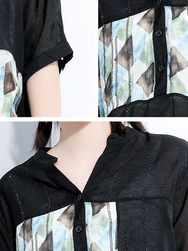 Original Printed V-Neck Blouses&Shirts Tops