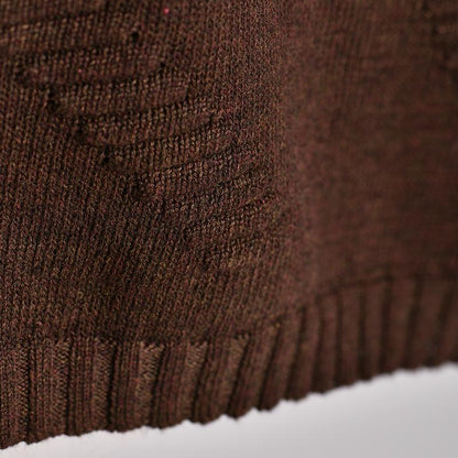 Buykud Retro Woven Sunflower Round Neck Knit Shirt