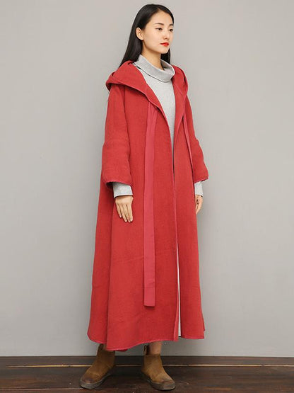 Double Cotton Lace-up Long Cloak