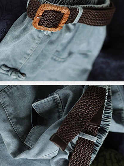 Original Retro Frog Belted Denim Skirt