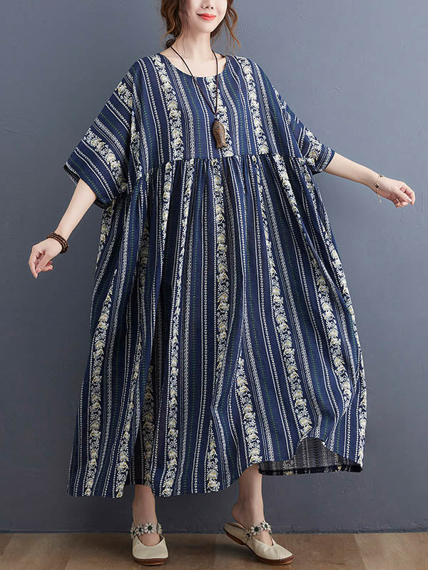 Original Floral Split-Joint Short Sleeve Maxi Dress