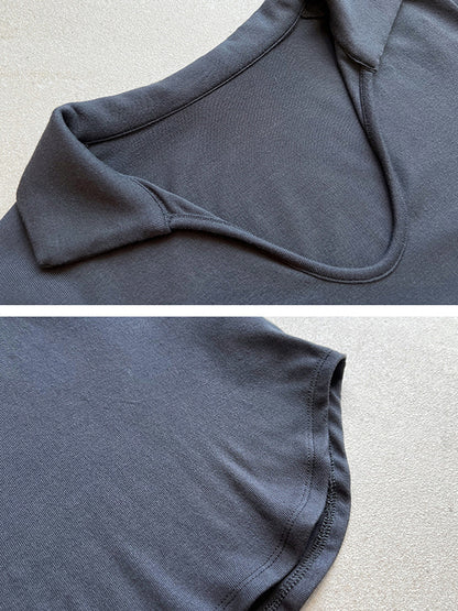 Simple Casual Solid Color U-Neck T-Shirt Top