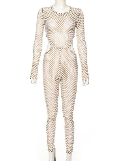 Sexy Mesh Hole Sports Jumpsuits
