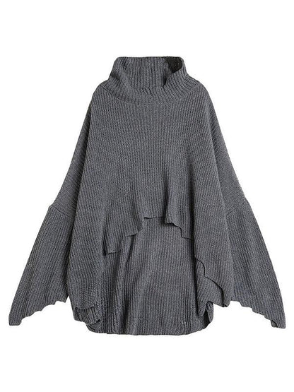 High-neck Cropped Batwing Sleeves Knitting Sweater