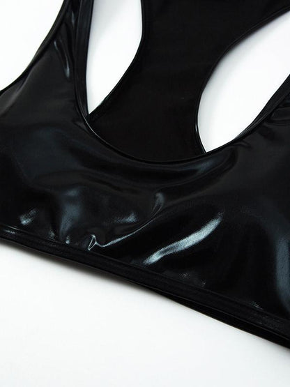 Solid Color Light Skin Vest Split Bikini Swimsuit