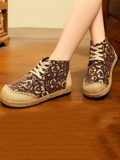 Leopard Thick Bottom Straw Shoes