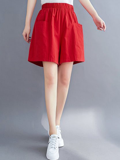 Casual Solid Color With Pocket Wide Leg Shorts