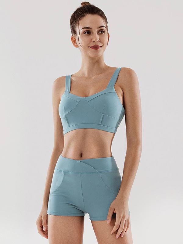 Solid Quick Dry Sports Tanks Shorts Yoga Suits