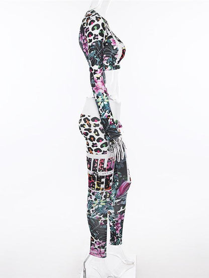 Long Sleeve Cropped Tees And Leggings Casual Suits