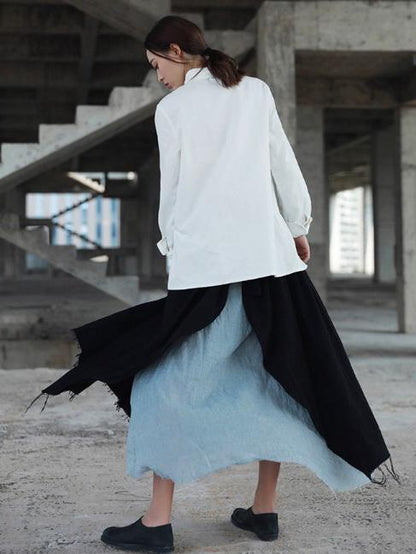 Vintage Ramie Cropped Shirt Tops