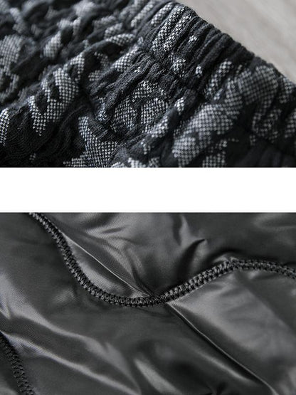 Buykud Casual Spliced Jacquard Loose Wide Leg Pants