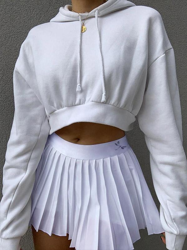 Solid Color A-Line Pleated Skirts