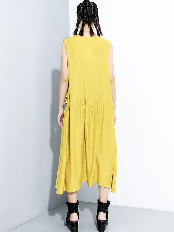 Original Solid Irregularity Sleeveless Dress