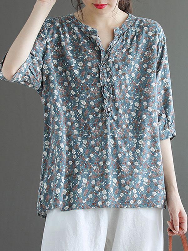 Artistic Retro Floral T-Shirts Tops