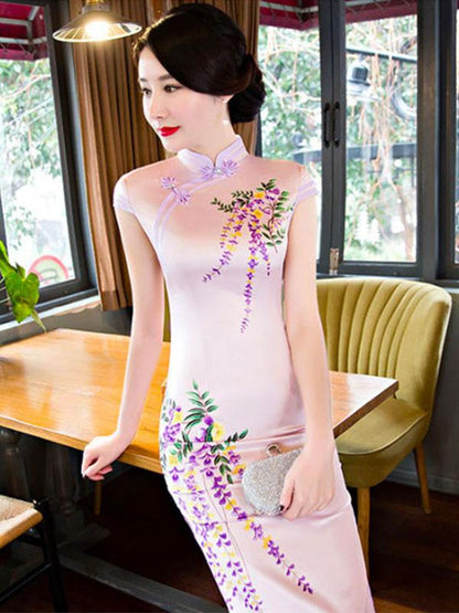 Elegant Custom Fit Embroidered Long Cheongsam