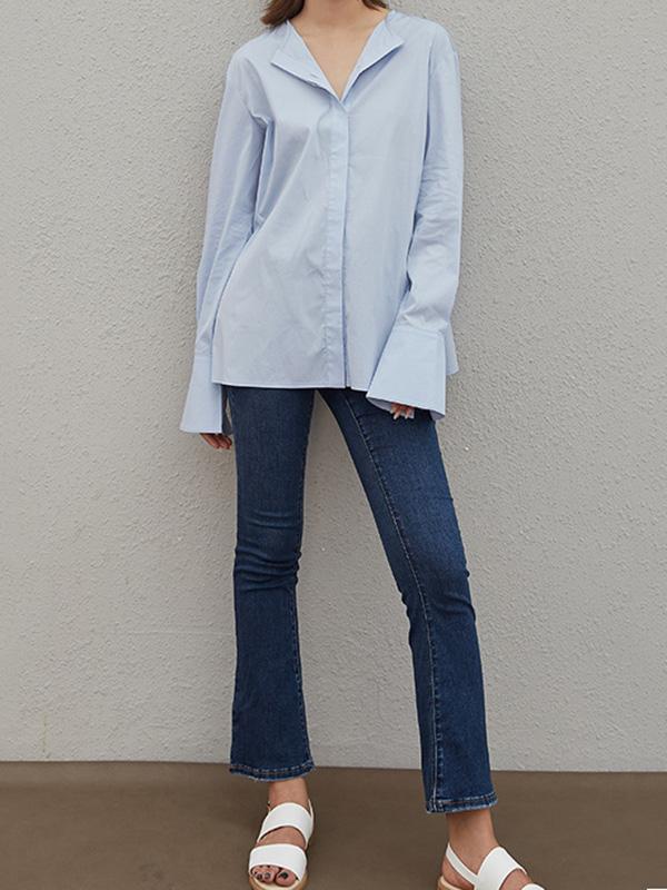 Original Round-neck Solid Blouses