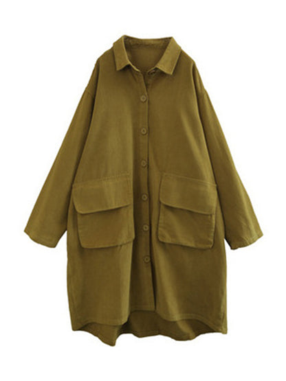 Urban Solid Color Long Sleeves Lapel Trench Coats