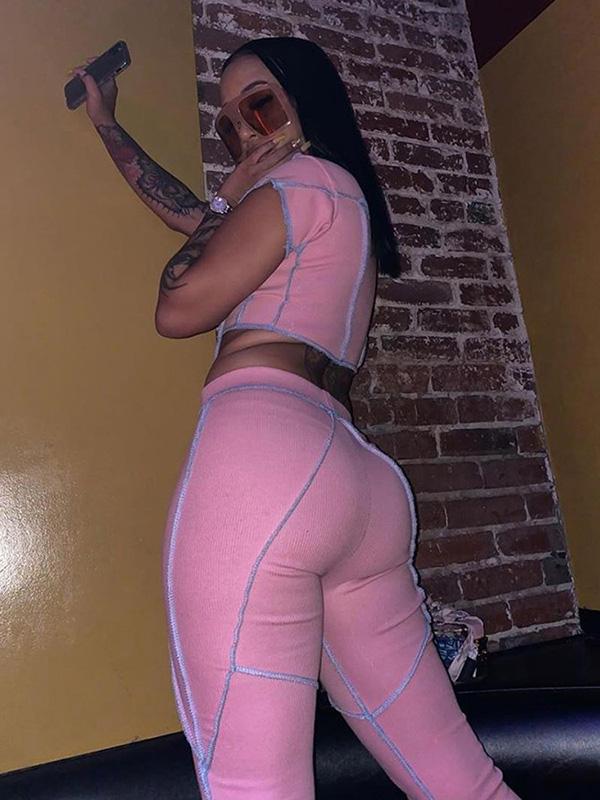 Fashion U-Neck Short Sleeves Yoga Suits