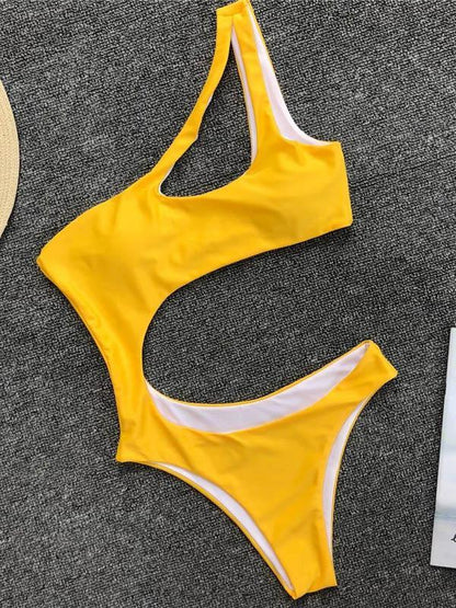 Sexy Cropped Solid One-piece Swimwear