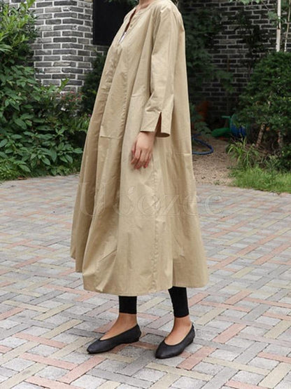 Loose A-line Long Shirt Dress