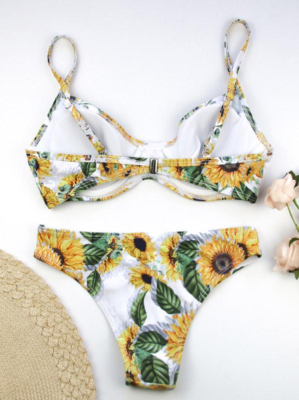 Ombre Contrast Floral Bikini Swimsuit