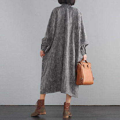 Buykud Large Pocket Irregular Casual Loose Dress