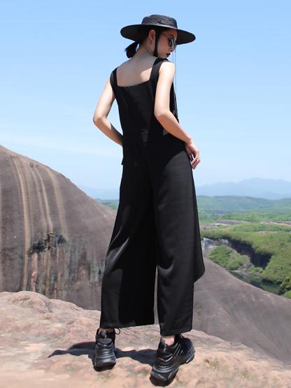Light Ruffled Solid Wide Leg Pants Jumpsuits
