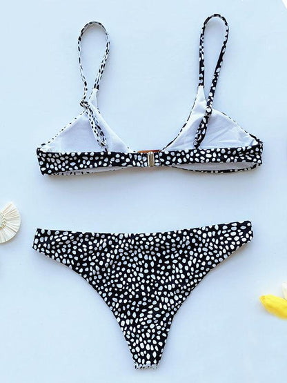 Polka-Dot Split Bikini Swimsuit