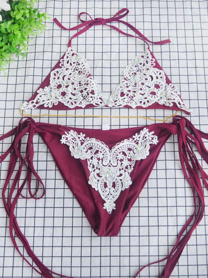 Rhinestone Decorated Bilinis Swimwear