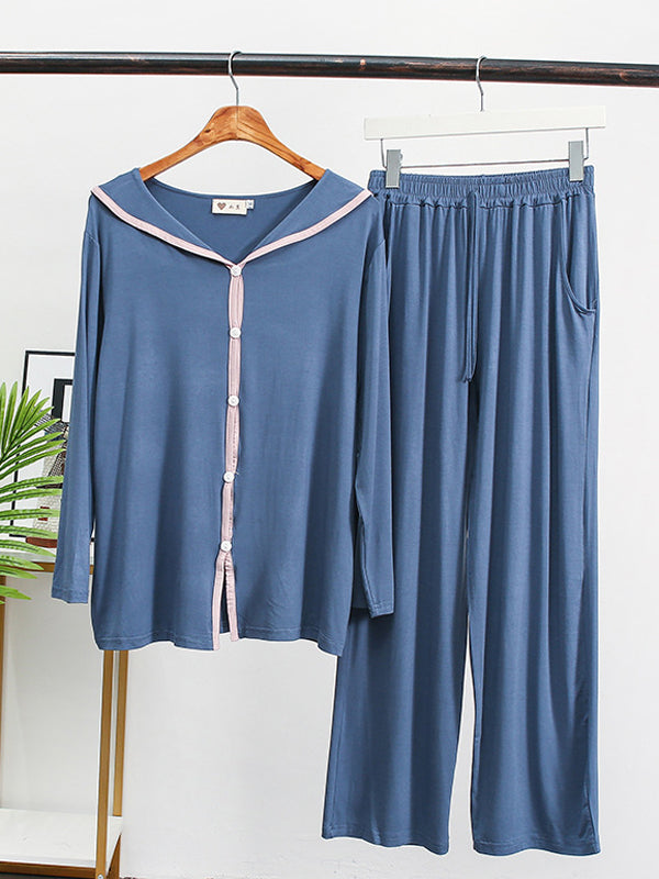 Modal V-Neck Long Sleeve&Pants Pajama Sets