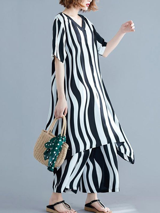 2019 Summer New Loose Oversize  Striped Suit