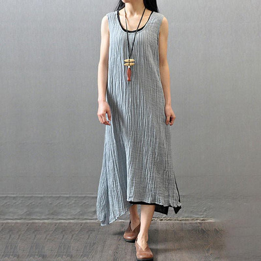 Casual Summer Women Wrinkled Sleeveless Dress