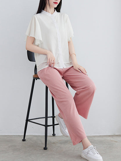 Original 14 Colors Falbala Lapel Blouse Tops