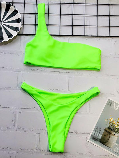 One Shoulder Bandeau Bikini Swimsuit