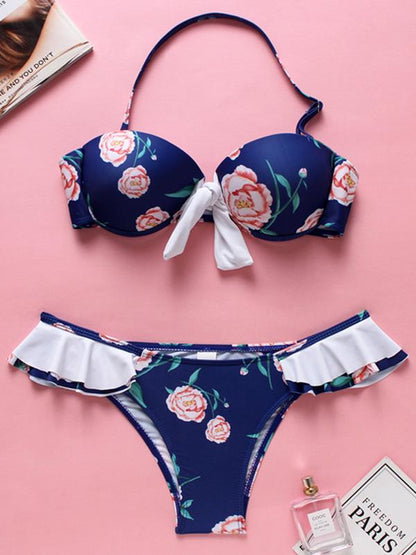 Knot Dull Bandeau Bikinis Swimwear