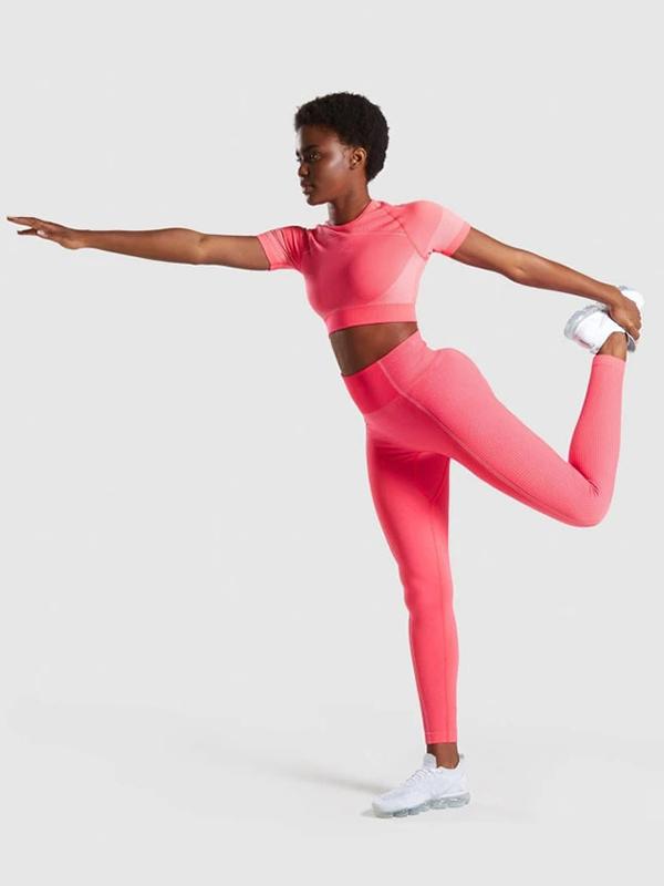 Solid Color Short Sleeves Yoga Suits