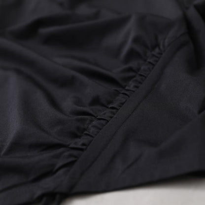Buykud Pure Color Irregular Hem Drawstring Blouse