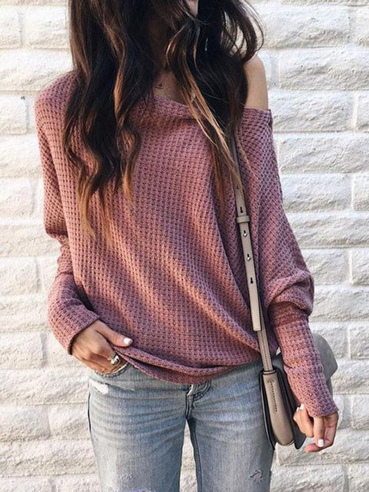 Fashion Solid Color Long Sleeves Sweater Tops