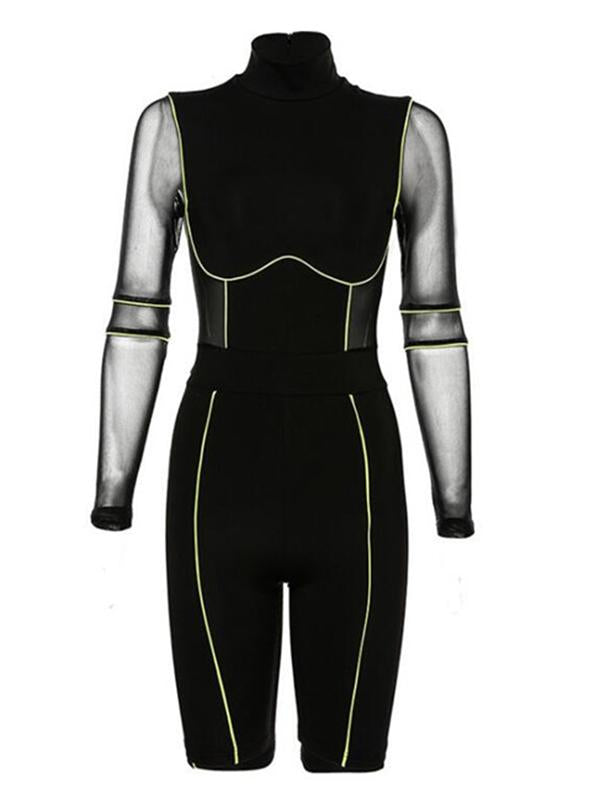 Sexy Mesh Split Joint Sports Romper
