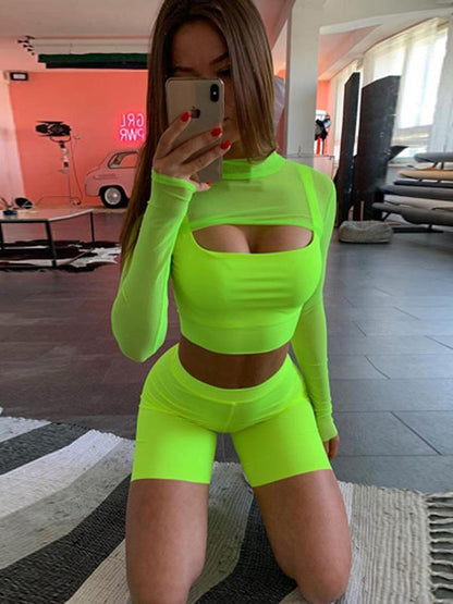 Mesh Long Sleeve Tees Tanks And Shorts Suits