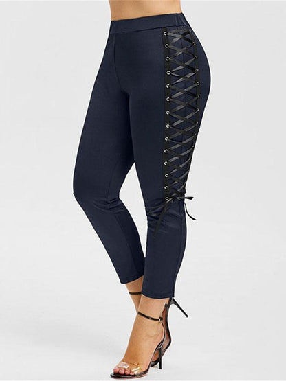 Vintage Bandage Solid Leggings Pants
