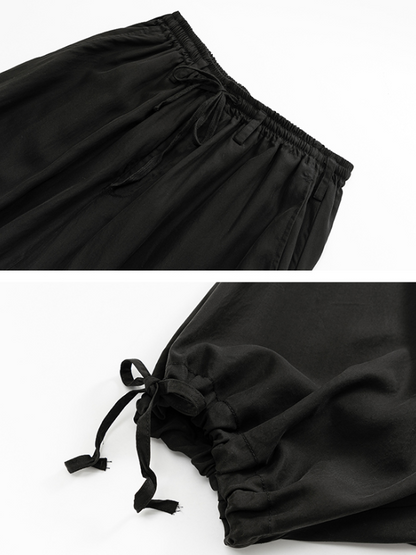 Original Loose Black Elastics Drawstring Tie Low Crotch Knickerbockers