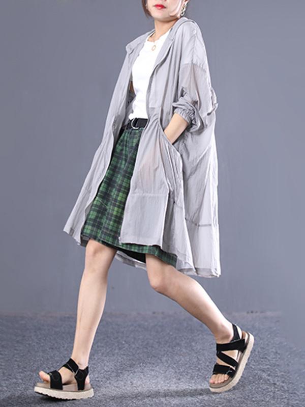 Casual Literary Hoodie Sun-protective Cover-up