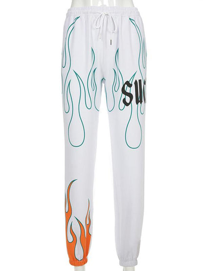 Flare Graphic Drawstring Casual Harem Pants